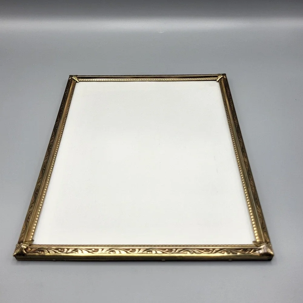 Vintage Picture Frame 8x10 Ornate Filigree Scrollwork Gold Tone Shelf Decor